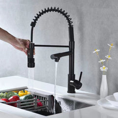 Dual-Mode Pull-Out Kitchen Sink Faucet – Modern Stainless Steel Single Handle Hot and Cold Mixer Tap