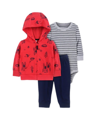 3-Piece Cotton Hoodie, Bodysuit, and Pants Baby Outfit Set