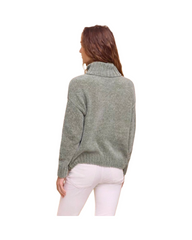Mock Neck Oversized Knit Sweater for Women - Loose Fit Cozy Pullover Jumper