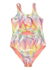 Metallic Vibrant Patterned One-Piece Swimsuit