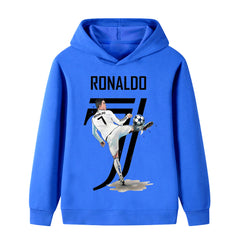 Ronaldo Soccer Graphic Kids Hoodie - Cotton Pullover Sweatshirt
