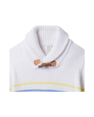 Striped Shawl Collar Kids Knit Sweater - Cozy Long Sleeve Pullover