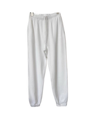 White Fleece Jogger Sweatpants – Relaxed Fit Mid-Rise Activewear Pants