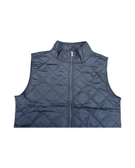 Navy Blue Quilted Women's Vest – Lightweight Insulated Polyester Outerwear Jacket