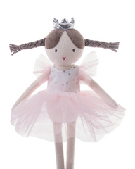 Ballerina Doll Soft Toy with Satin Dress and Ribbon Accents