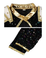 K-Pop Idol Stage Outfit – Black & Gold Performance  Costume
