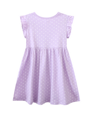 Lilac Purple Unicorn and Rainbow Print Cotton Dress for Toddlers and Girls