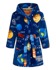 Boys' Fluffy Patterned Bath Robe