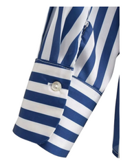 Oversized Blue and White Striped Button-Up Women's Shirt
