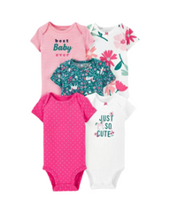 Soft Cotton Baby Girls' Short-Sleeve Bodysuit Set
