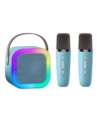 Karaoke Microphone Machine Toy with 2 Wireless Microphones, Portable Bluetooth Speaker Gift with Colorful Lights