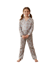 Luxury Striped Satin Pajamas for Girls Long Sleeve Sleepwear Set
