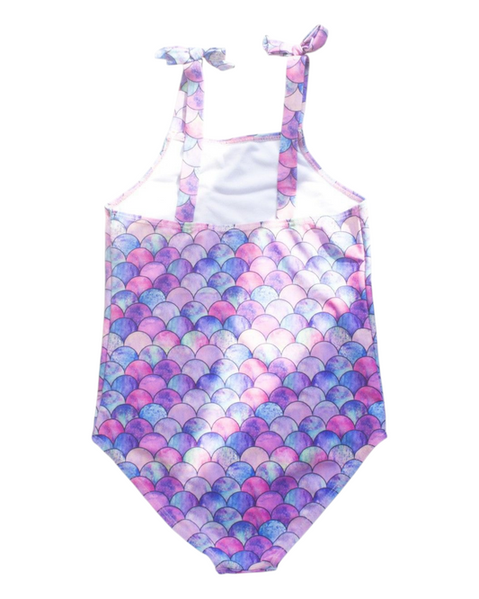 Purple One-Piece Scale Patterned Swimsuit