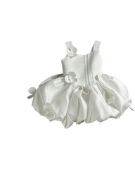 White Rosette Accent Tulle Sleeveless Special Occasion Dress