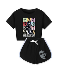 Michael Jackson Graphic Print Girls Outfit Set