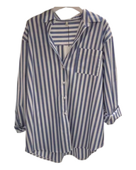 Oversized Striped Button-Up Women's Shirt
