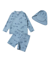 Long Sleeve Swimsuit Set with Matching Sun Protection Hat – UV Protection Infant & Toddler Beachwear