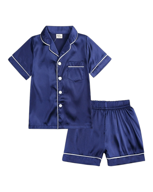 Boys' Silky Shirt and Shorts Pyjama Set