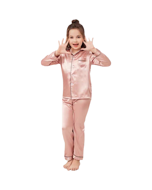 Satin Pyjamas Soft Button Up Nightwear Set