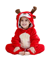 Fluffy Animal Hooded Jumpsuit for kids Featuring Cartoon Characters and Front Zipper