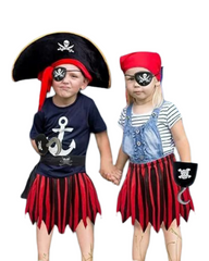 Majestic Kids Pirate Voyage Costume Bundle – 6-Piece Luxury Halloween Outfit with Sword, Eye Patch, & Hook
