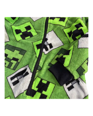 Green Long-Sleeved Onesie with Minecraft Pattern