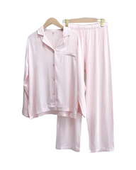 Silk Satin Long Sleeve Pajama Set for Women – Soft Button-Down Sleepwear & Loungewear