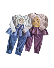 Long Sleeve Princess Print Blouse and Trousers Two-Piece Clothing Set