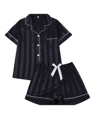 Silk Satin Button Down Pajamas for Women Short Pj Sets
