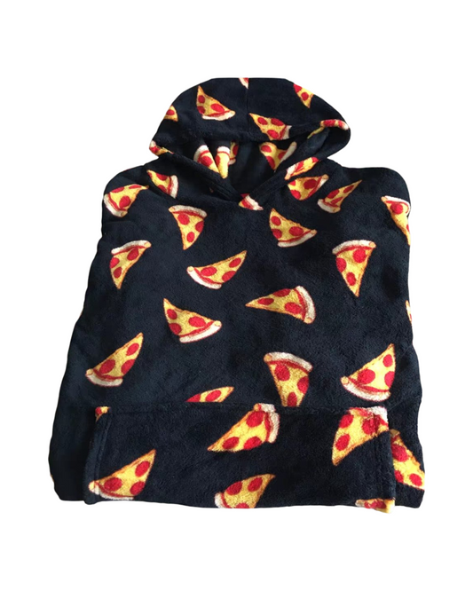 Cozy Pizza Print Oversized Fleece Hoodie – Ultra Soft & Warm