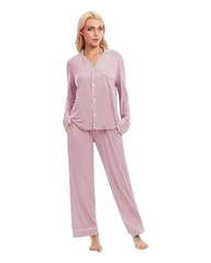 Women's Long-Sleeved Flowing Shirt and Pants Pyjama Set