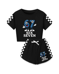 Six Seven Kids Funny Short Sleeve Pajama Set