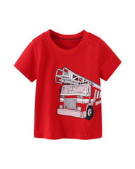 Soft Short-Sleeve Cotton Vehicle Graphic T-Shirt for Boys