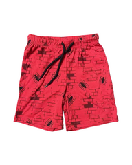 Red Spider & Brick Wall Print Jogger Shorts – Lightweight Stretch Summer Casual Activewear Shorts