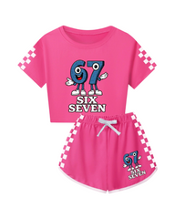 Six Seven Kids Funny Short Sleeve Pajama Set
