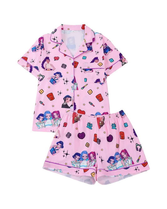 K-Pop Demon Hunter Kids Pajamas Short Sleeve Sleepwear Set