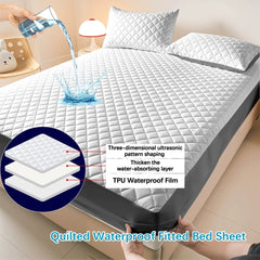 Deep Pocket Waterproof Fitted Bed Sheet – Premium Soft Quilted Mattress
