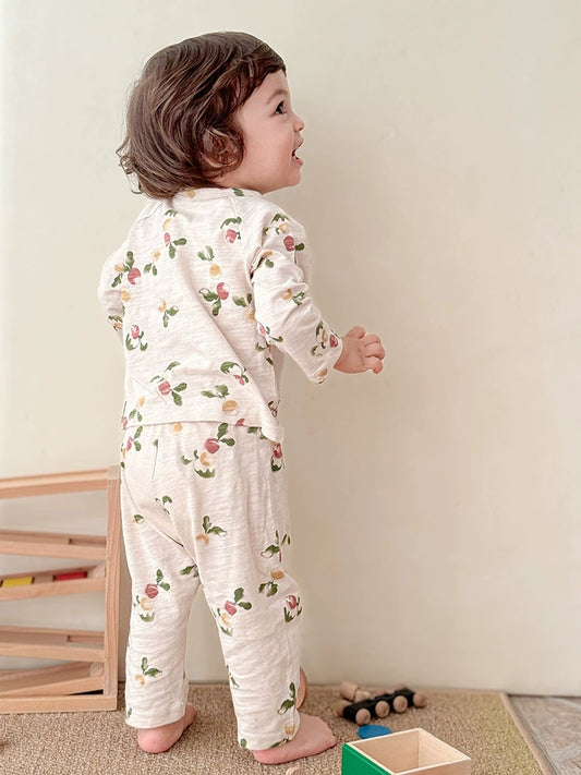 Long-Sleeved Forest Patterned Cotton Pyjama