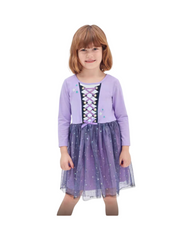 Classic Long-Sleeve Tulle Party Dress for Girls with Layered Skirt