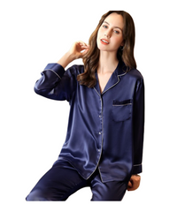 Women's 100% Mulberry Silk Long Sleeve Pyjamas Set