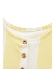 Yellow Striped Floral Pocket Dress for Girls Cotton Summer A-Line Dress