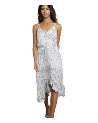 Sleeveless Patterned Midi Dress with Ruffles