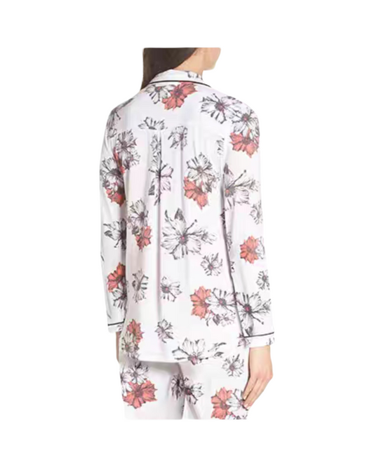 Floral Long Sleeve Pajama Set Women Two-Piece Sleepwear Button Down Lounge Set