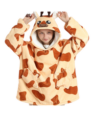 Oversized Fluffy Oodie with Animal Design