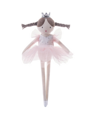 Ballerina Doll Soft Toy with Satin Dress and Ribbon Accents