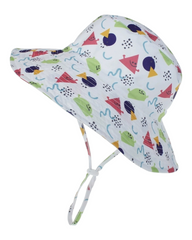 Patterned Girls' Beach Hat with Chin Strap