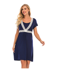Comfortable Women's Maternity and Nursing Loungewear Dress with Short Sleeves