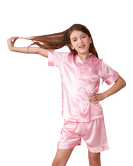 Kids' Silky Shirt and Shorts Pyjama Set