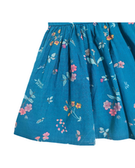 Teal Blue Vintage Floral A-Line Dress – Classic Sleeveless Summer Outfit for Toddlers & Kids