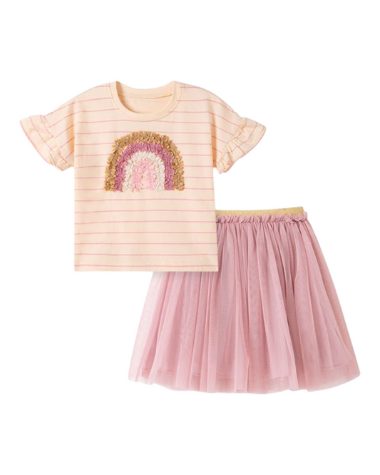 Pink T-Shirt and Tulle Skirt Outfit Set